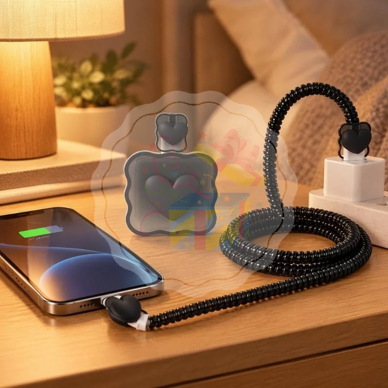 Cute Love Heart Charger Protective Case Anti Break Cable Saver Cord Sleeve Stain Resistant for Girls Phone Charger School Use