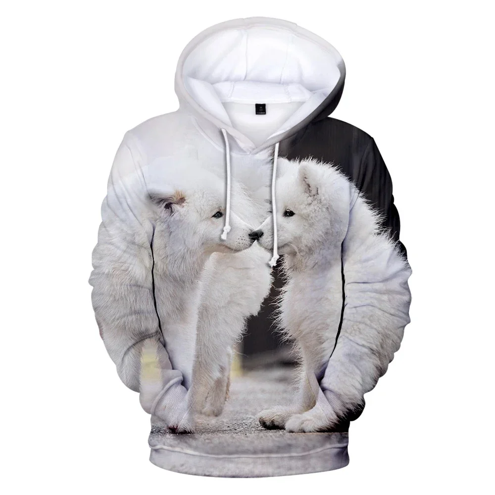 2024 New Fashion Persona De Grandes Samoyed Lobo Hoodie Menino Menina 3d Impresso Moletom Harajuku Outono Inverno Com Capuz