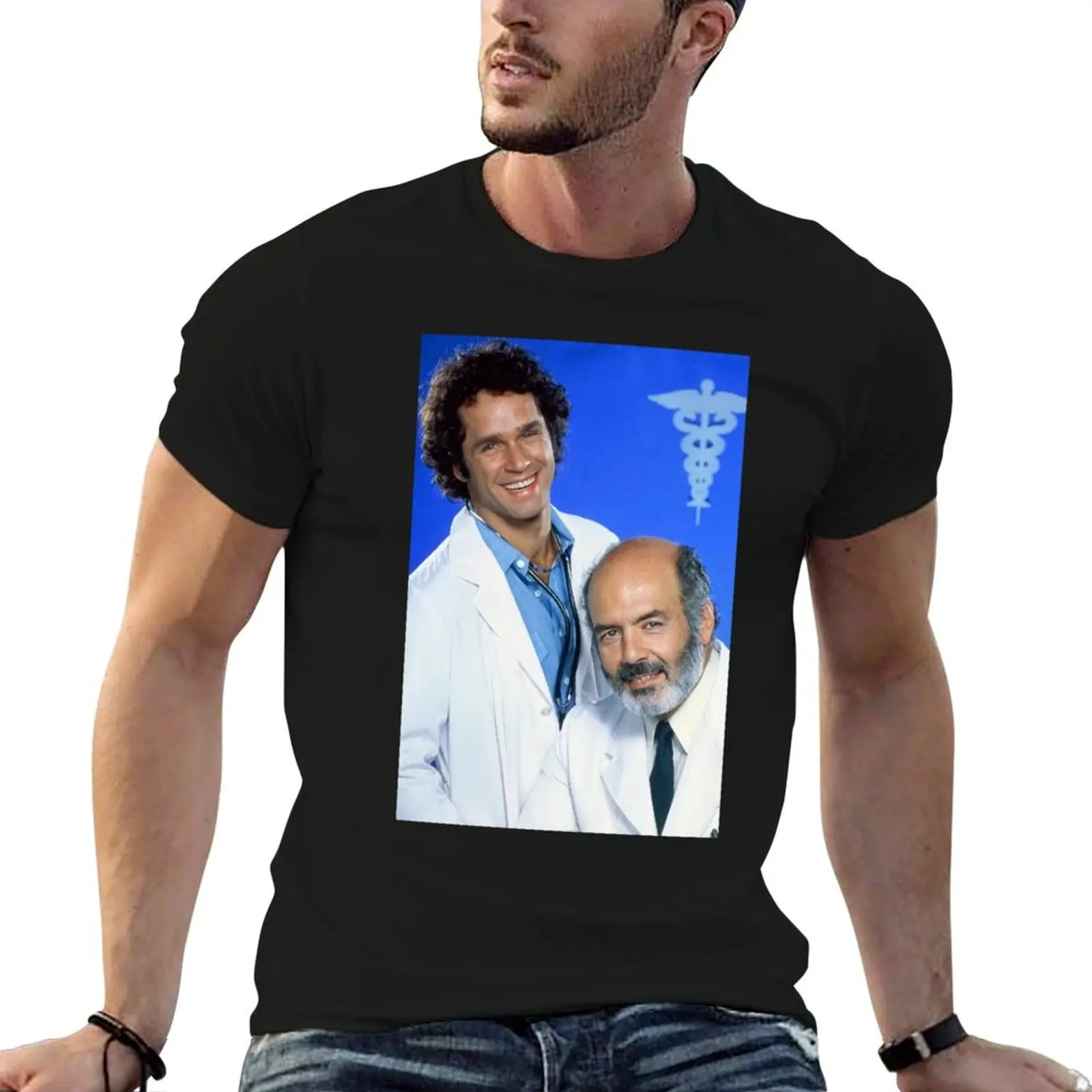 #Trapper #John #M.D. #in #Pernell Roberts Gregory Harrison T-Shirt basketball graphic tees cute clothes t shirts for men cotton