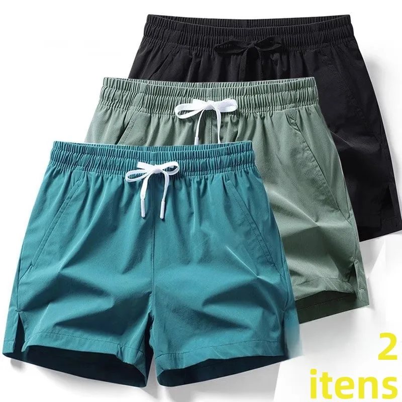 orts Casuais de Verão em Seda Fria, Secagem Rápida, Crimento Três Quartos para Homens e Mulheres, para Corrida, Treiname...