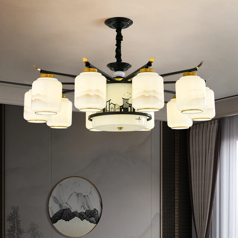 

New Chinese living room chandelier low apartment new Chinese style home bedroom restaurant hotel box Zhongshan