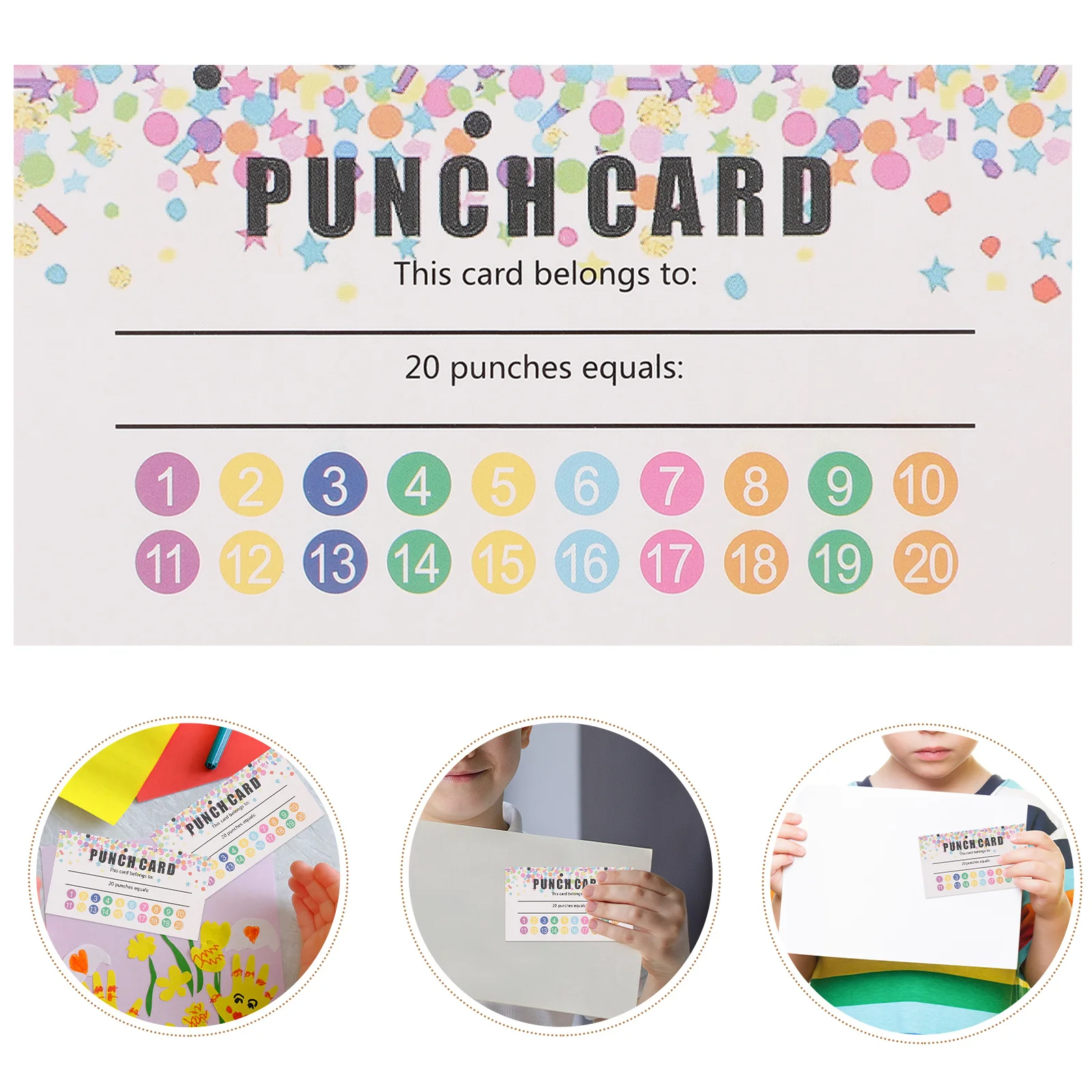 

50 Sheets Cartoon Punch Cards Portable Reward Cards for Classroom Creative Teaching Props Multifunctional Incentives