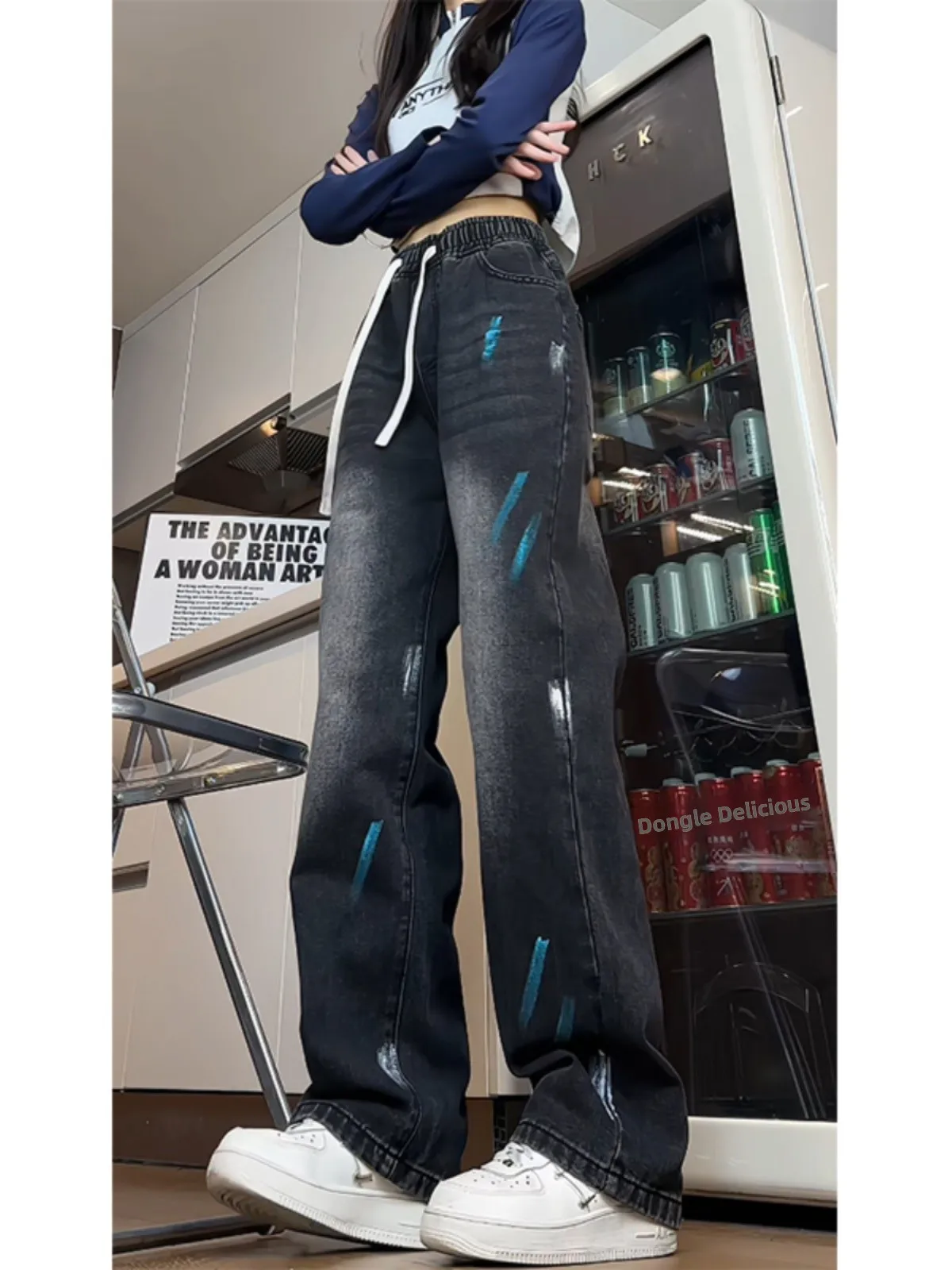 

Мужские джинсы Cool Street Sle, свободные прямые повседневные американские ретро-весенне-осенние модные брендовые свободные прямые джинсы в стиле хип-хоп