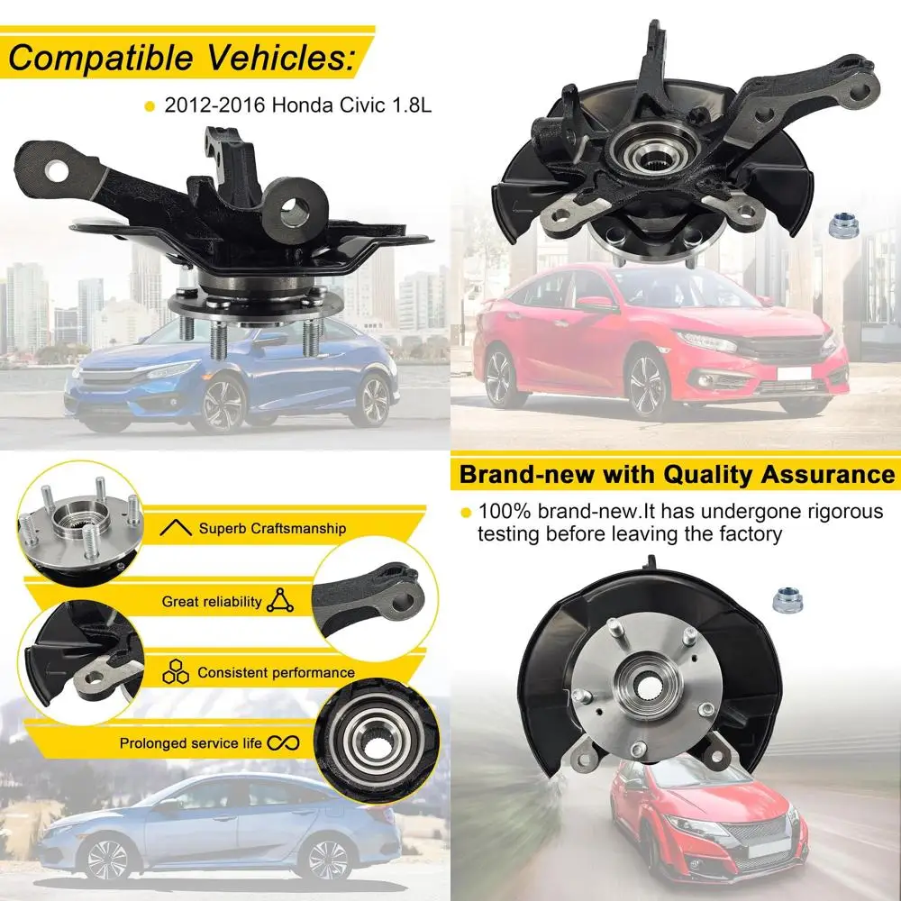 

LK097 Front Left Driver Side Steering Knuckle Wheel Hub Bearing Assembly Compatible with Honda Civic 1.8L 2012-2016，51216-TR3-Y0