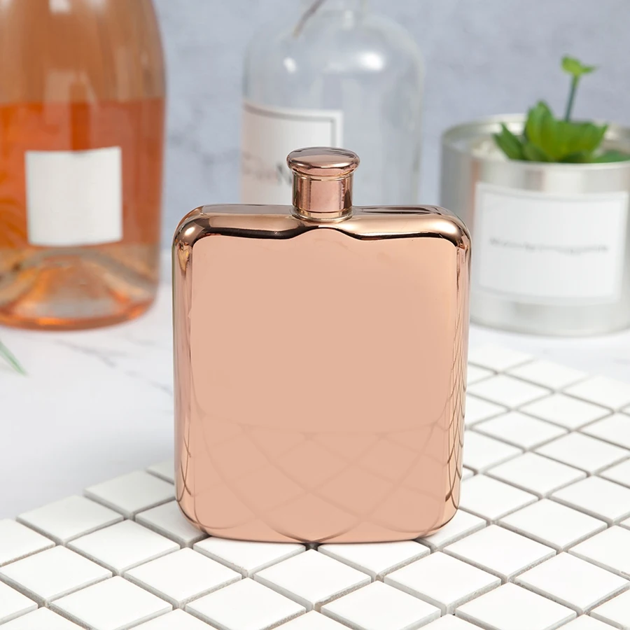 【A47T】Rose Gold 6 Oz Stainless Steel Vodka Hip Flask Flask for Alcohol Bottle Liquor Whiskey Bottle Groomsmen Gifts with Funnel
