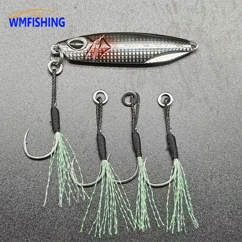 20pcs Jig Fishing Hook Accessories Jigs Black Assist Hook Barbed High Carbon Steel Slow Jigging Anzuelos De Pesca Mar Tackle