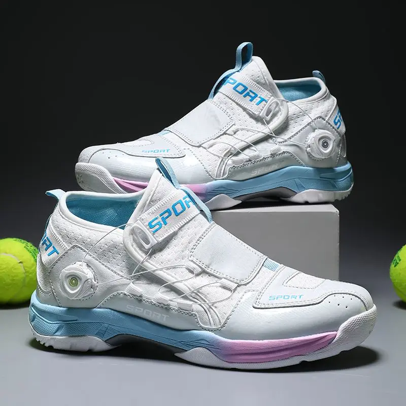 

New Luxury Brand Couples Badminton Sneakers Elastic Band Professional Table Tennis Shoes Unisex Breathable Indoor Sports Shoes