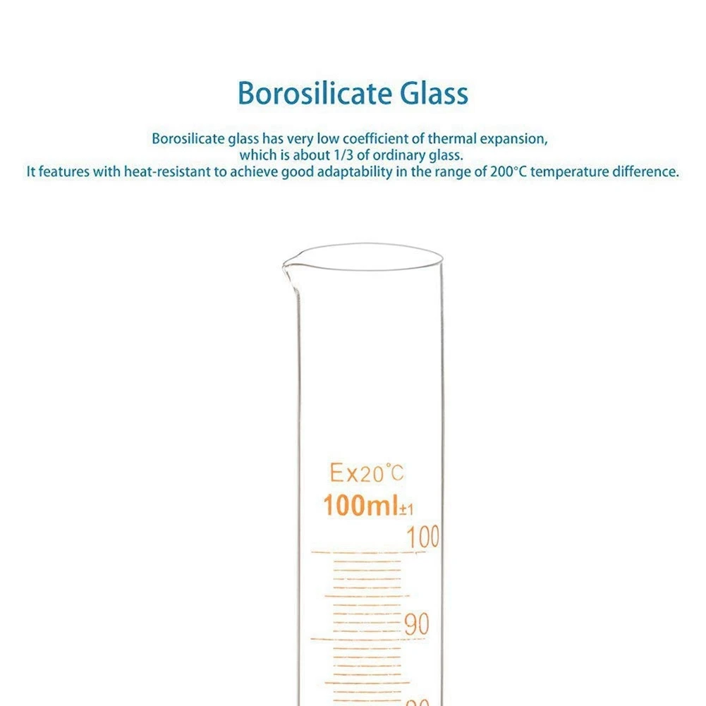 Graduated Cylinder Set Borosilicate Glass Measuring Cylinders in with Pipettes/Stirring Rods/Clean Brush