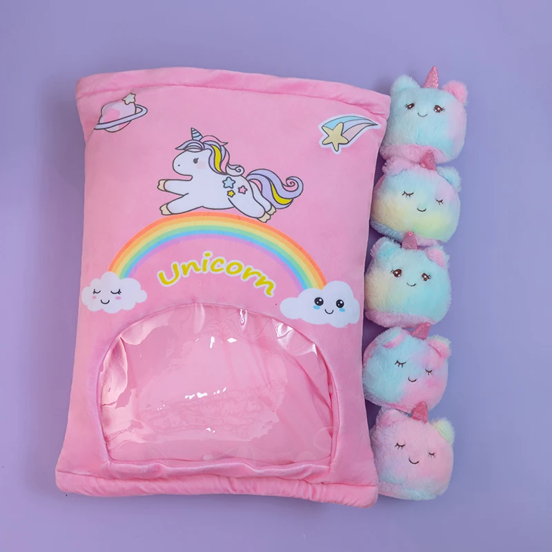 미니 유니콘 봉제 인형 장난감, 창의적인 베개, 레인보우 유니콘 푸딩 간식, 쿠션 어린이 선물, 5 개