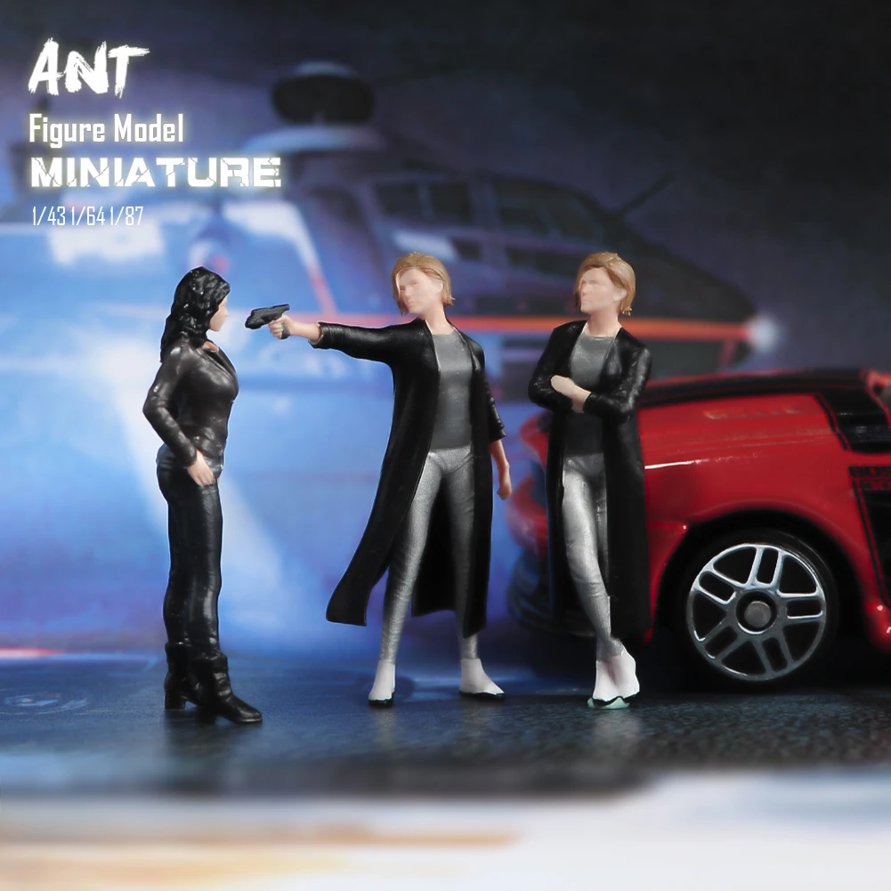 Stylish Miniature Model 1/43 1/64 1/87 Some Cool Women Wearing Leather Jackets Painted And Unpainted Figure Toys View Decoration