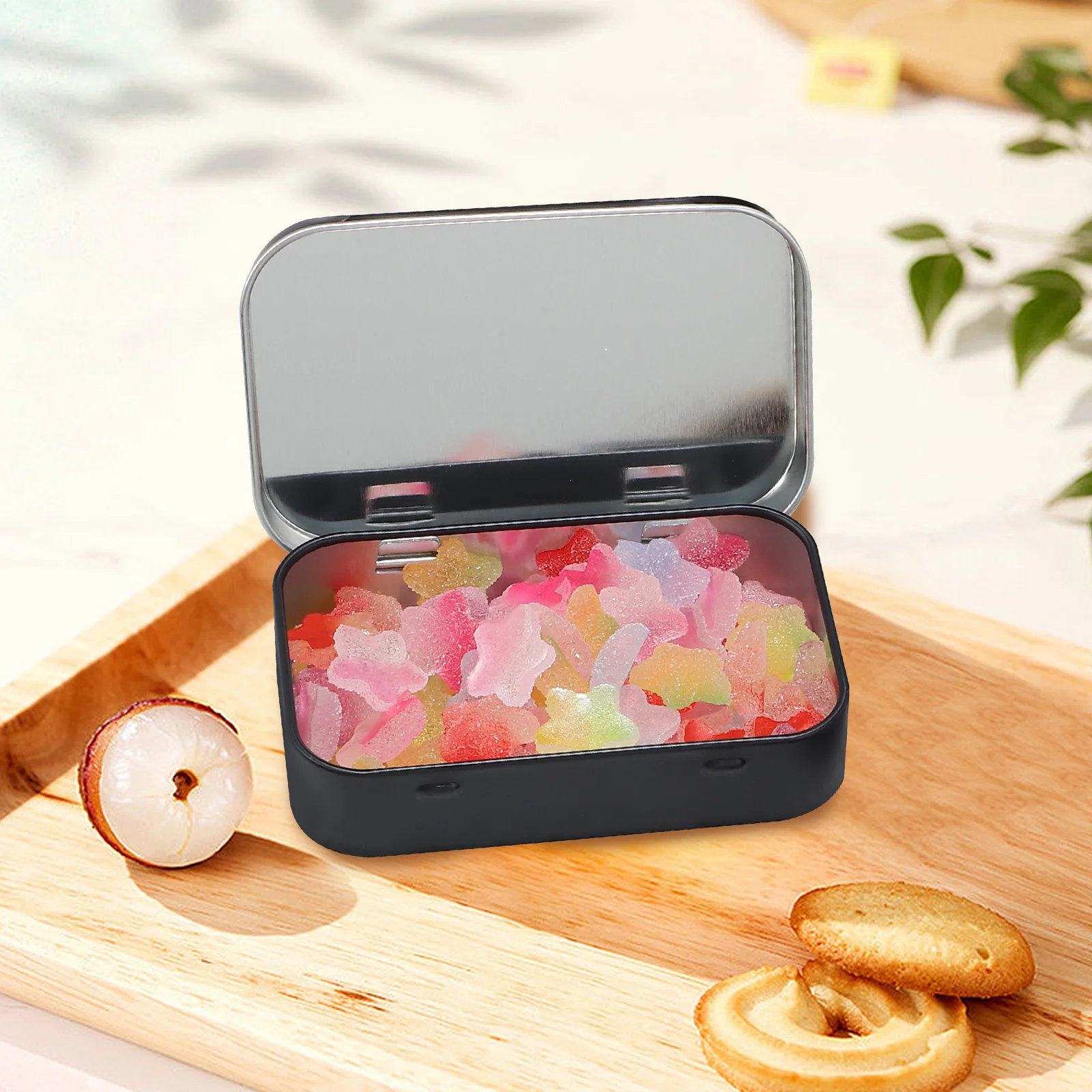 4 Pcs Metal Tin Box 4pcs (black) Boxes Small Empty Storage Containers Clothes Drawer