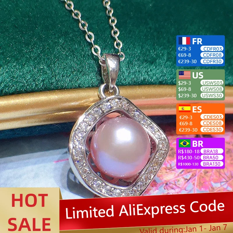 Freshwater Pearl Pendant Female Korean 8-9mm Strong Light Flaw 18K Gold Micro-inlaid Simple Fashion And Elegant Jewelry