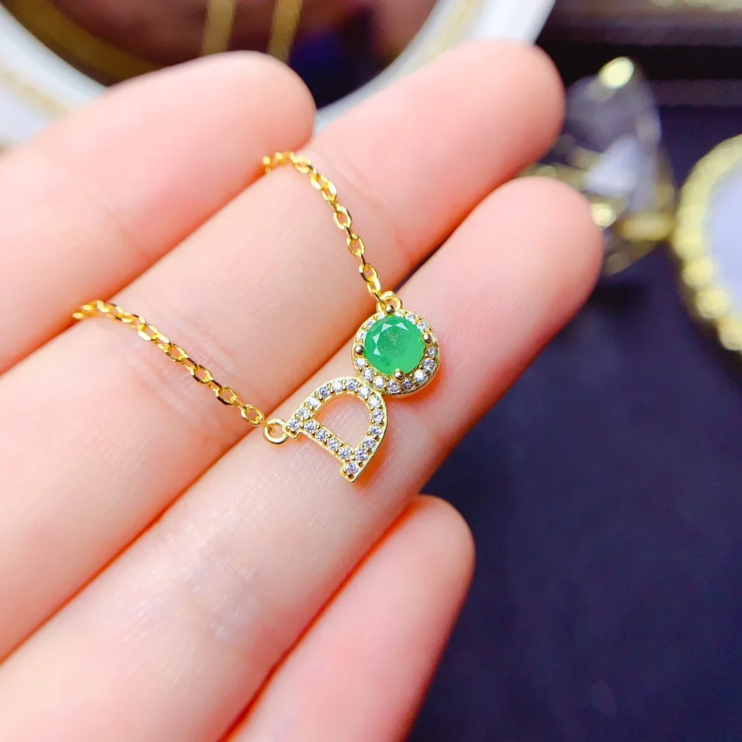 Natural Emerald Sterling Silver 925 Jewelry Women's Jewelry Necklace Women's Luxury Green Christmas Shipping FREE