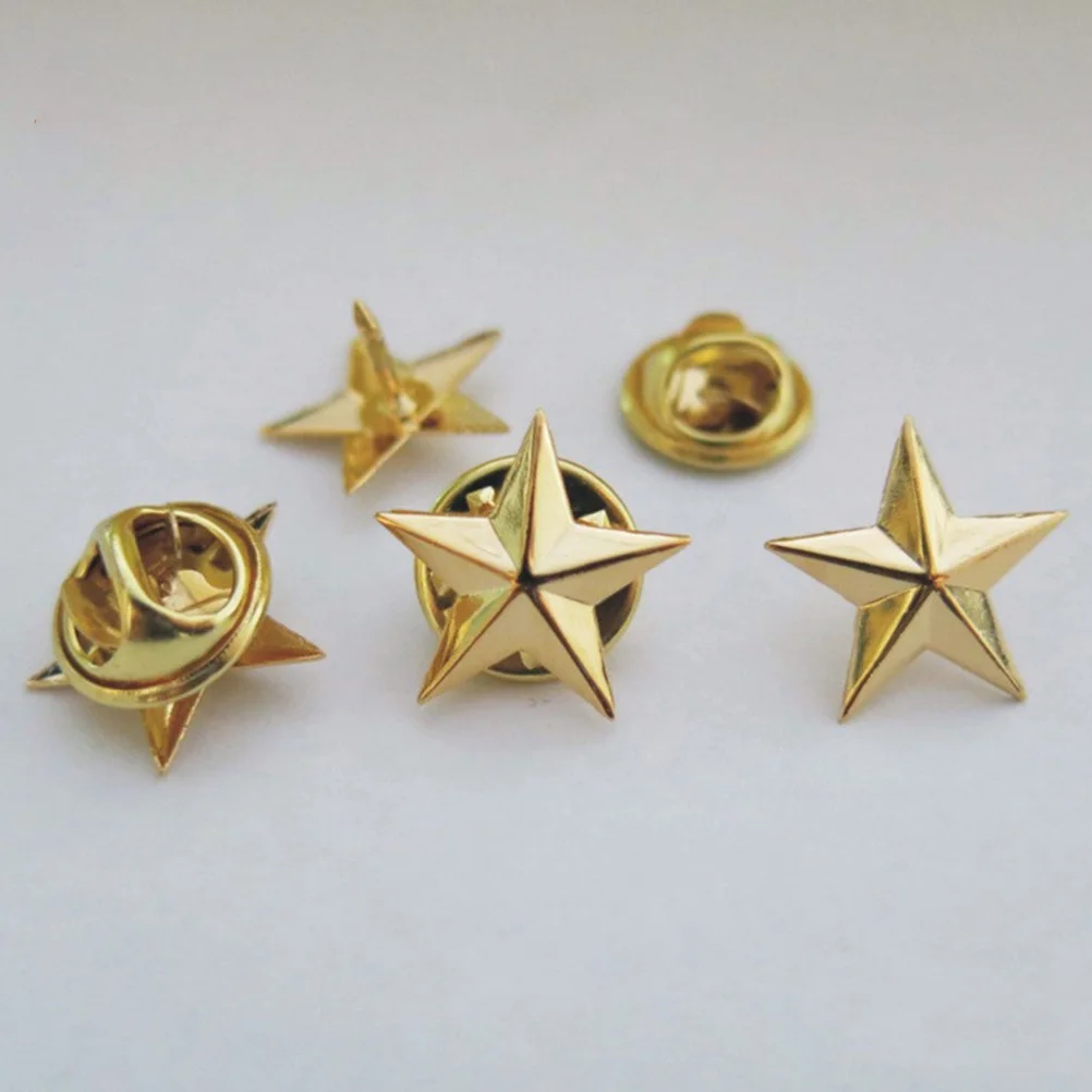 

10pcs Metal Brooches -Pointed Star Badges Decorative Lapel Pins For Clothing Hats Backpacks Party Zinc Alloy Shiny