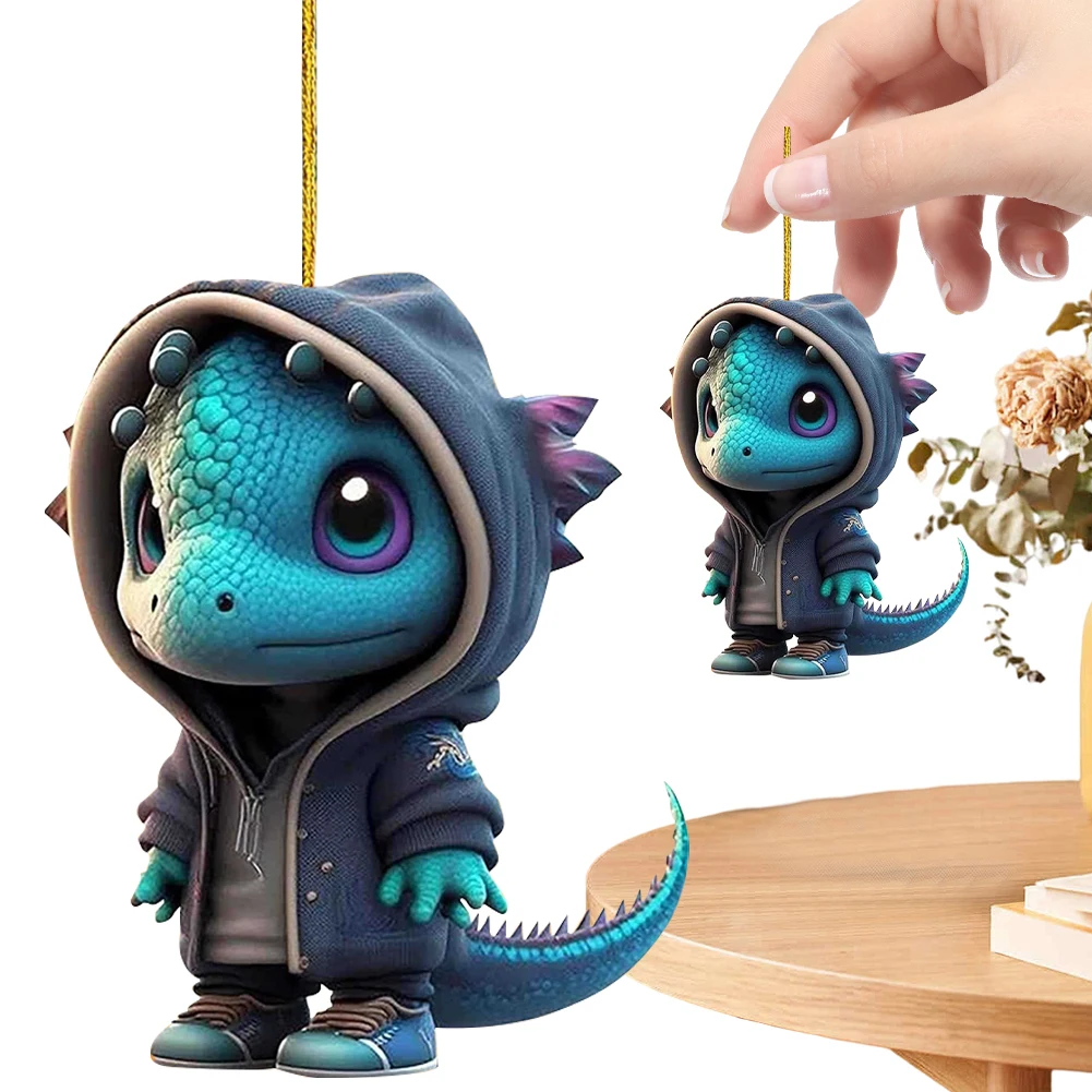 4Pcs Dragon Statue Hanging Decor Exquisite Christmas Cartoon Dragon Decorations Realistic Cute Dragon Pendant for Dinosaur Lover - Image 2