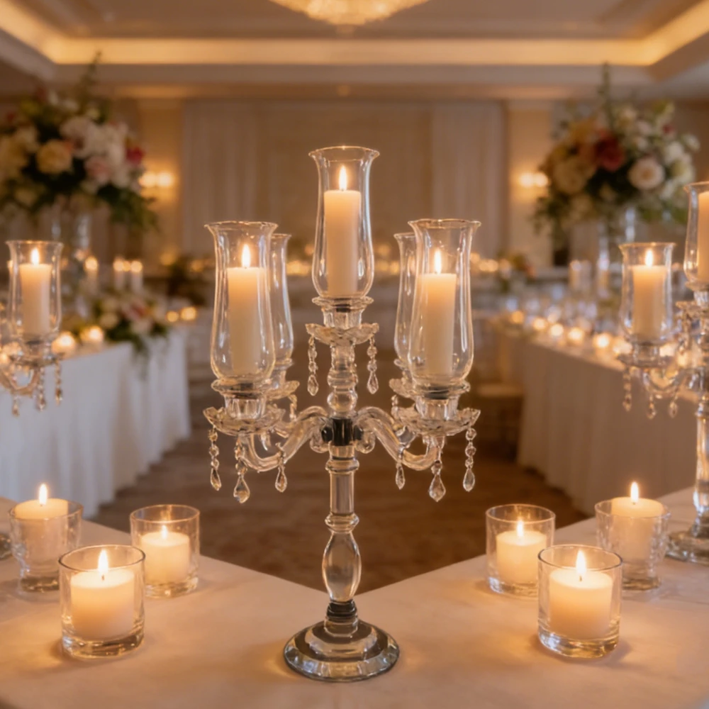 

2-12 шт. стеклянных хрустальных подсвечников длиной 72 см, двойные стеклянные подсвечники для свадеб и Рождества, ручной работы.