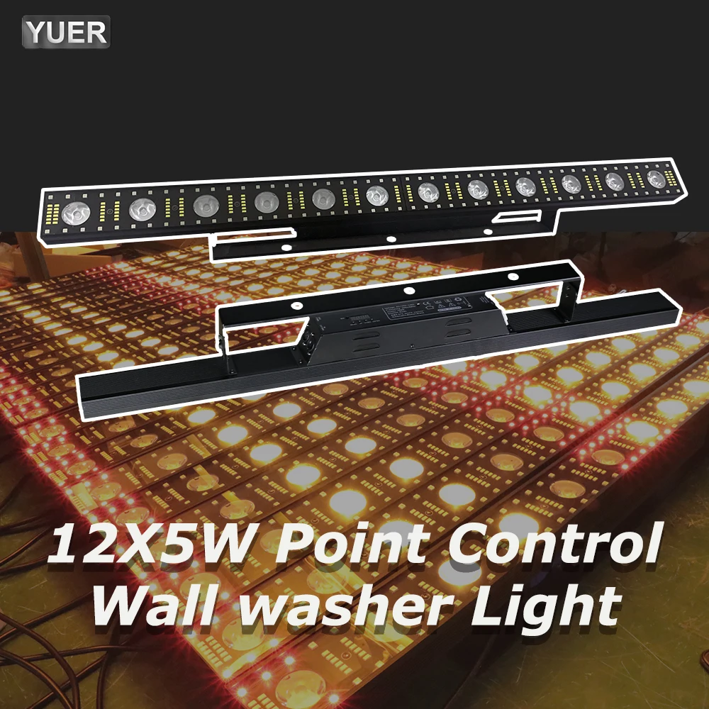 yuer rgbw led wall wash light 12x5w luz de inundacao para discoteca dj stage efeito estroboscopico ao ar livre dmx512 para clube festa de bar casamento 01