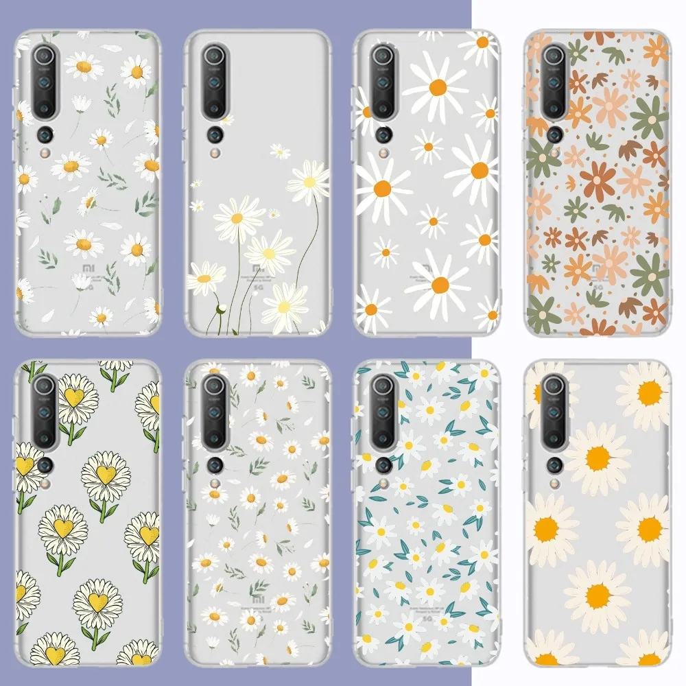 Summer Daisy Flower Phone Case For Samsung S 20 21 22 23 for Redmi Note7 8 9 10 for Huawei P20 30 40 Clear Case