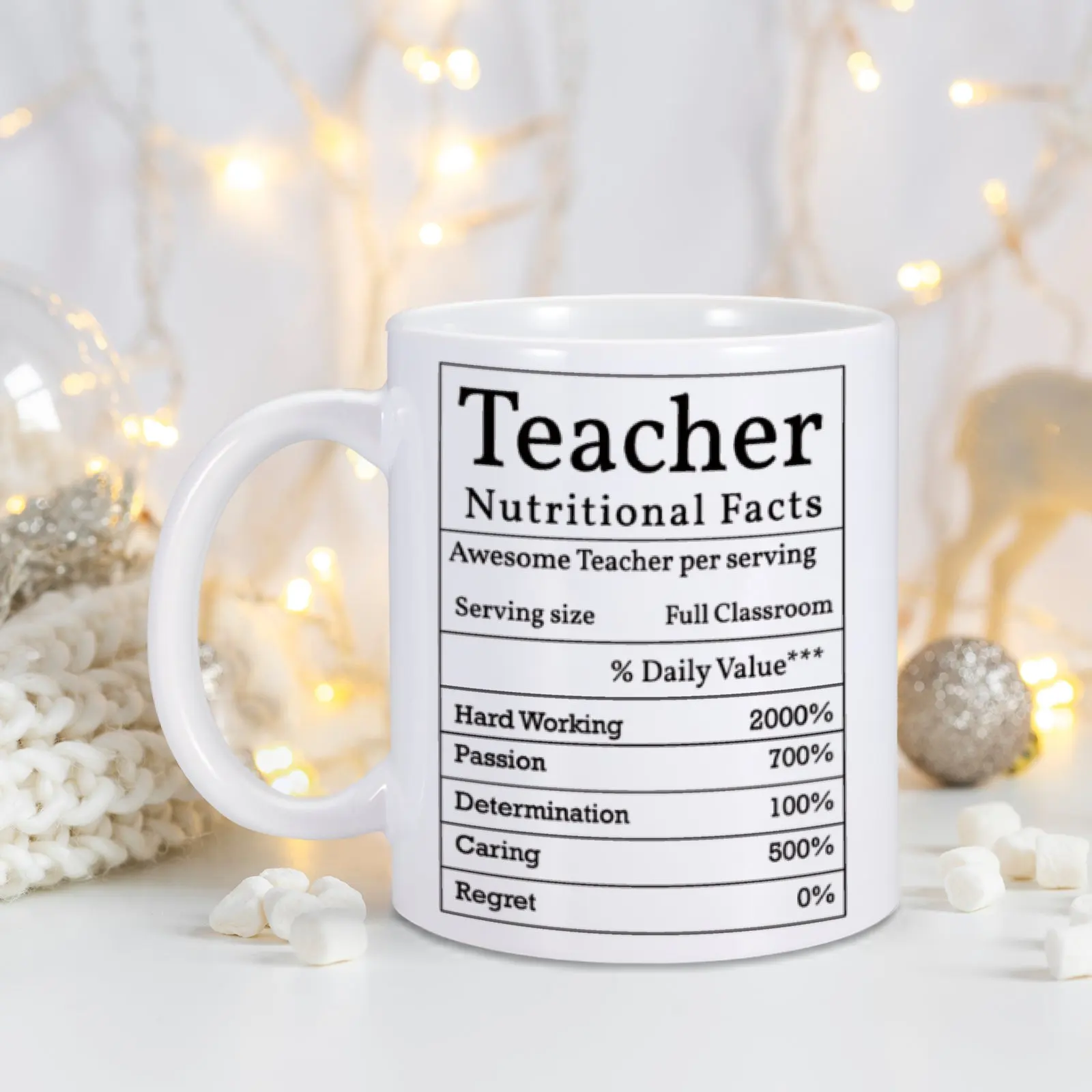 Teacher Coffee Mug Teacher Appreciation Gifts Teacher Nutritional Facts Mug Funny Coffee Mug Teachers Gifts for Women Men