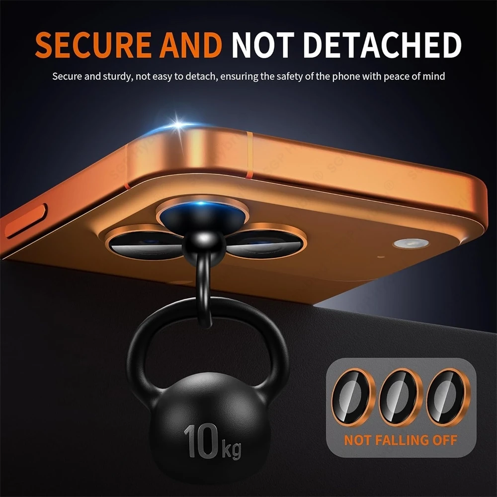 Metal Camera Ring Protector Cap For Apple iPhone 17 Pro Max 16 15 Pro Max 14 Plus AR+AF HD Rear Lens Glass With Mounting Support
