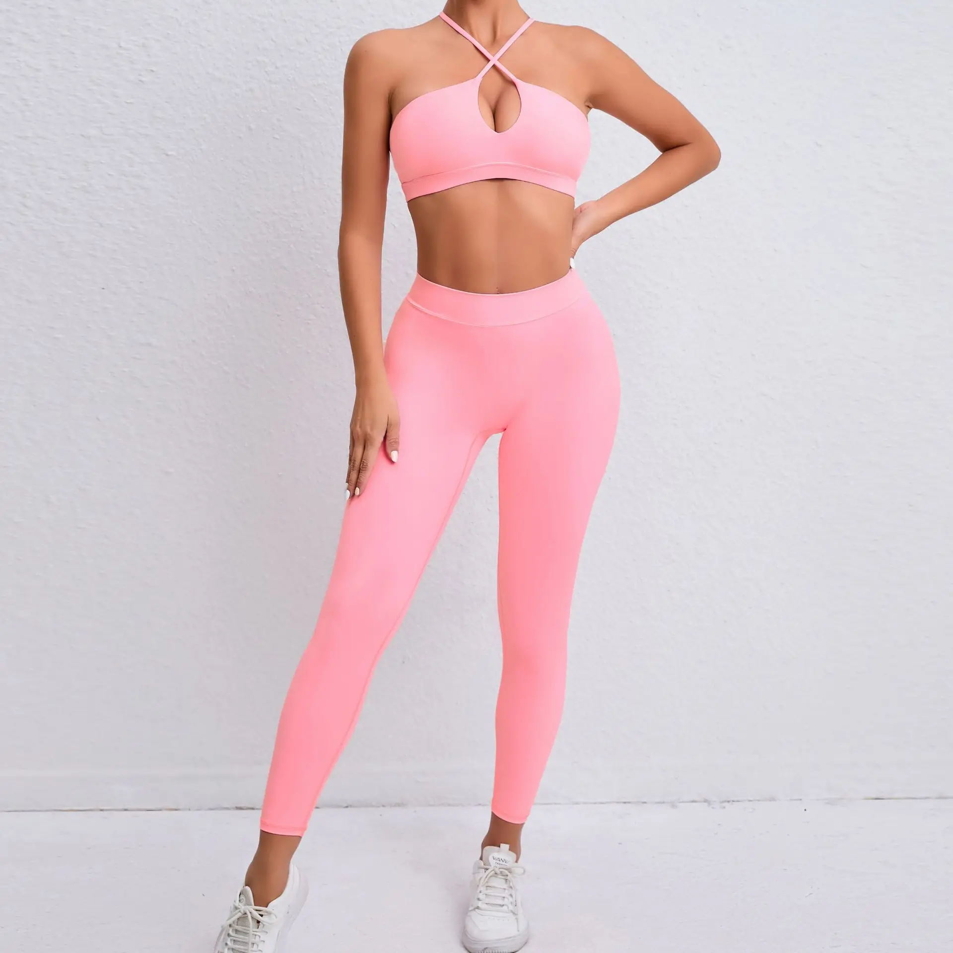 2PCS Athletic Wear Yoga Women's Tracksuit  Fitness Yoga Sets Sportswear Workout Bra+High Waist Leggings Gym Clothing Sports