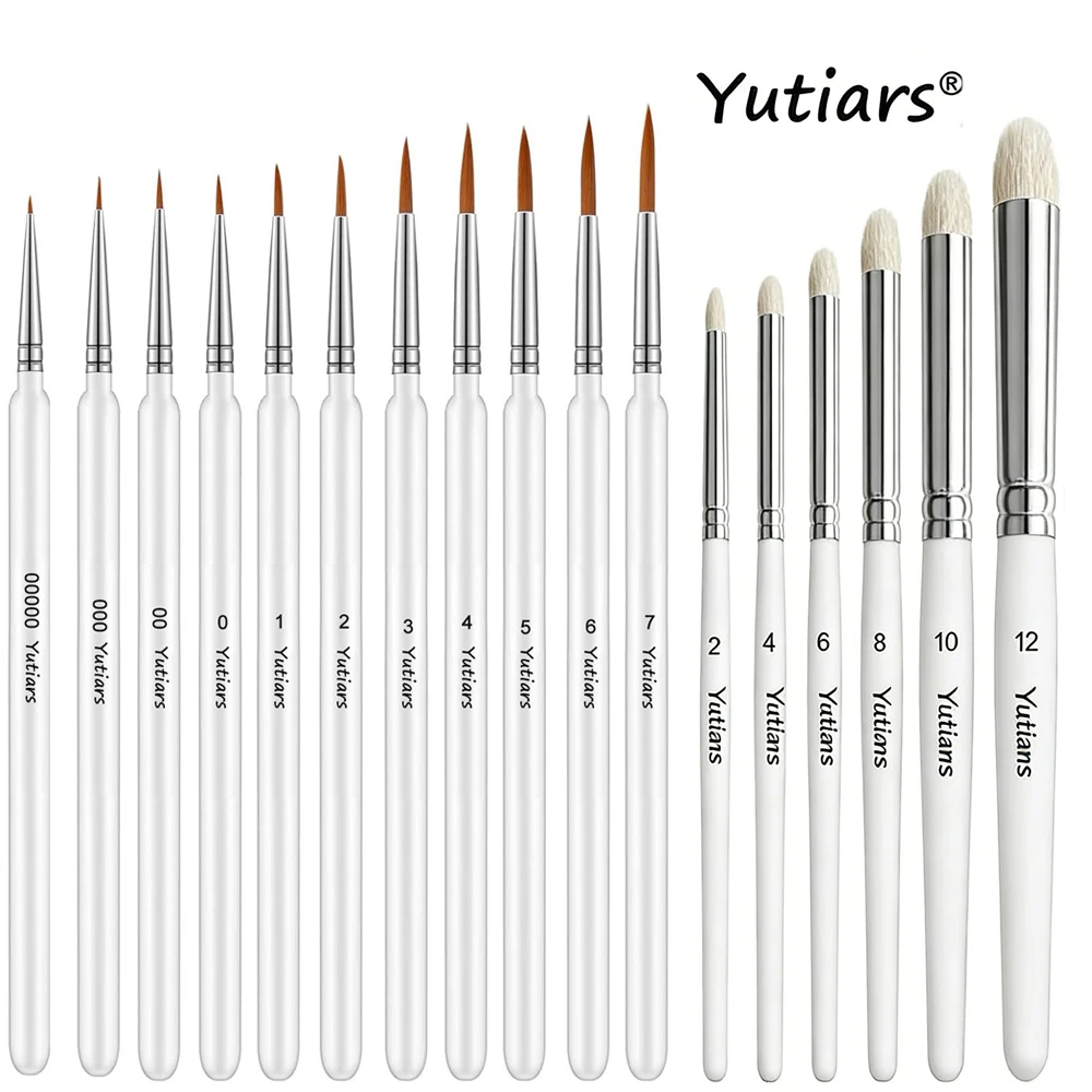 

17Pcs Fine Detail Paint Brush Set Wood Handle Micro Drybrush for Miniature Art Acrylic Watercolor Model Figurines Painting