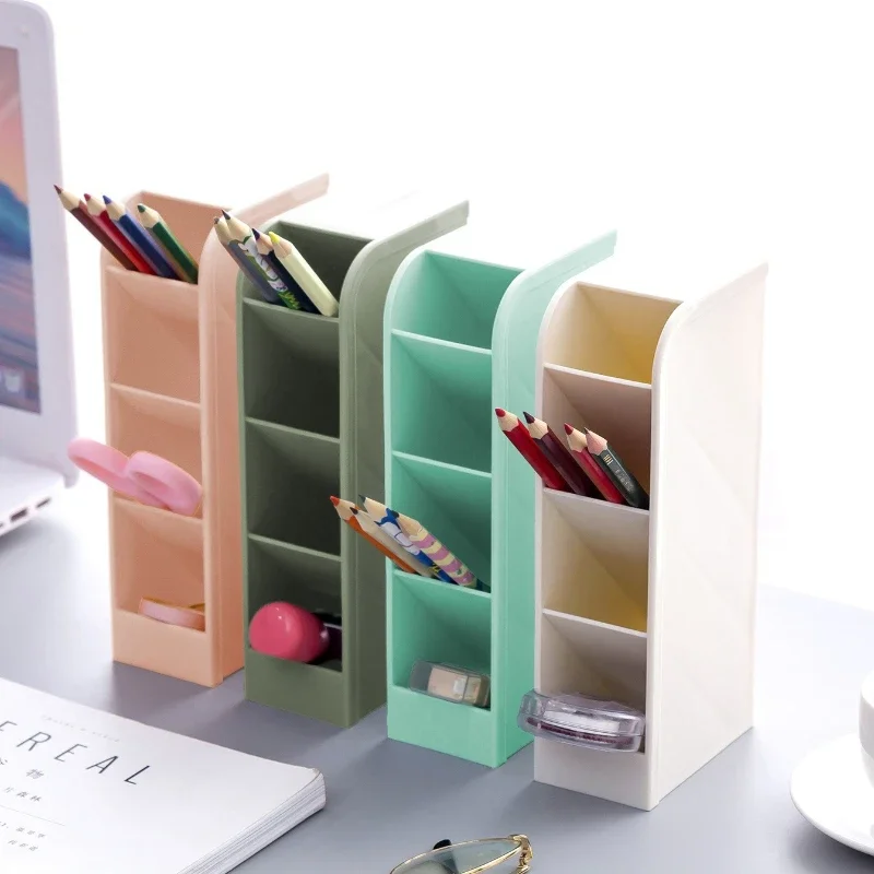 Four-compartment Slanted Insertion Pen Holder Desktop Storage Pen Holder Compact and Multi-functional Pen Holder