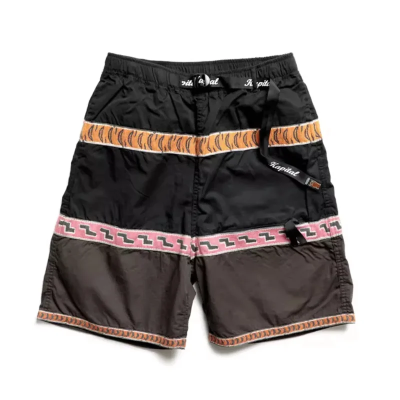 

21SS KAPITAL Hirata Kazuhiro two-color tiger pattern color-blocking pure cotton breathable loose casual shorts for men and women