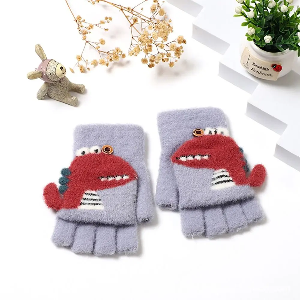 Cartoon Knitted Kids Gloves Thick Fingerless Fingerless gloves Mitten Winter