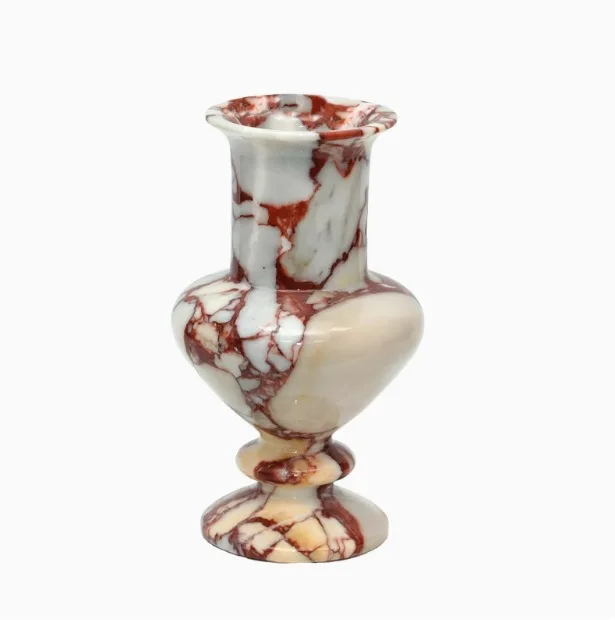 Vaso di nicchia in marmo naturale medievale moderno e minimalista, decorazione geometrica morbida per la casa, intagliata a mano