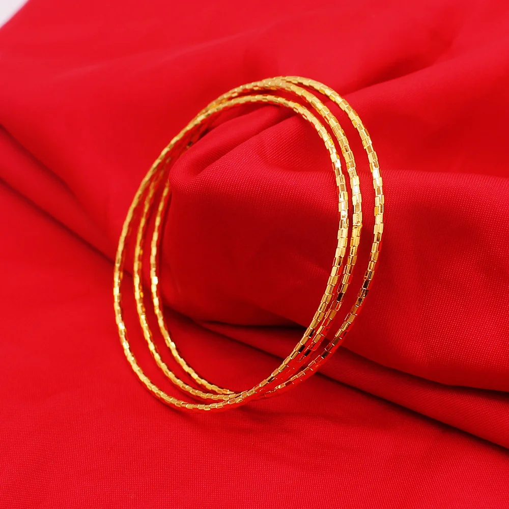 Fashion Boutique Bohemia Vietnam Sand Gold Bracelet Closed Thin Coil Copper Gold Plated 24K Gold Women's Bracelet