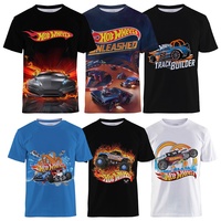 Hot Wheels Boys and Girls Summer T-shirt Game Cartoon Fashion Children's Racing Casual Top