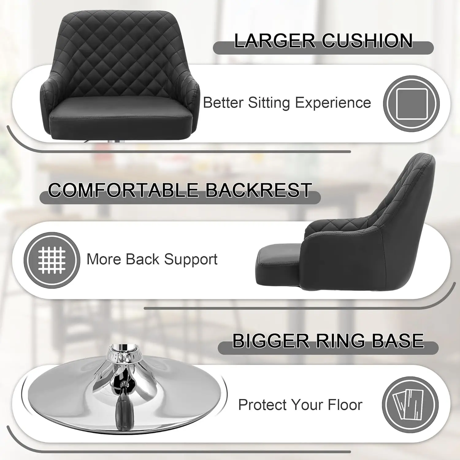 Adjustable Bar Stools Set of 2, Bar Height Stools for Kitchen Counter