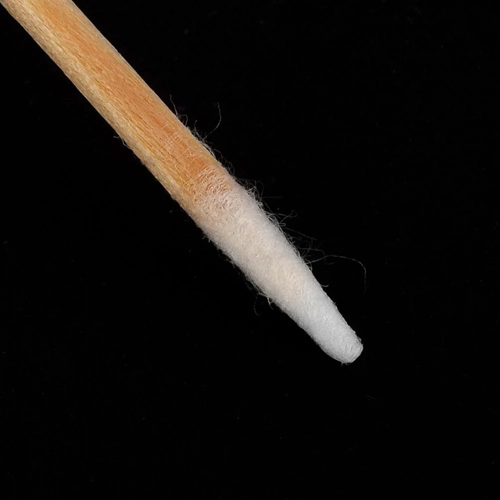 100 Pcs Cotton Swabs Single Pointed Head Manicure Disposable Ear Cleaning Wooden Bamboo Makeup