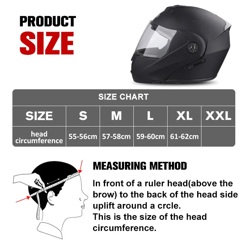 Uchoose Unisex Motorcycle Helmet DOT Certification Double Lens Cross Section Helmet Safety Modular Flip Helm Helmet With Visor