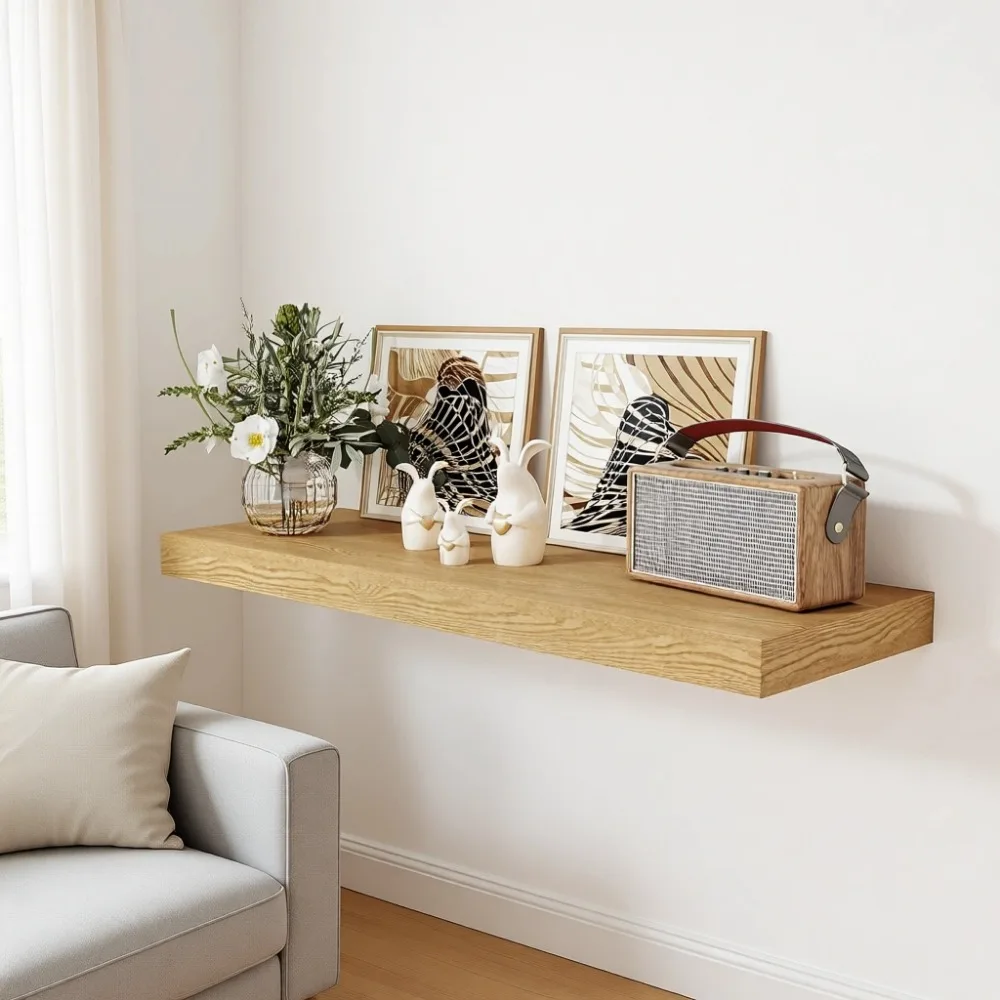 

Навесная полка 36 дюймов, глубина 12 дюймов, толщина 2 дюйма, отделка под дуб, для хранения и декора, для ванной, гостиной, спальни