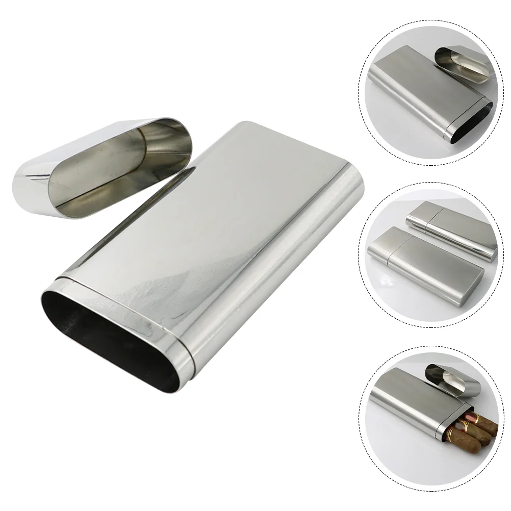 Case Box Tube Stainless Steel Holder Portable Ciggaret Travel Carrying Humidor Metal Storage Jar Single Tubes Pocket