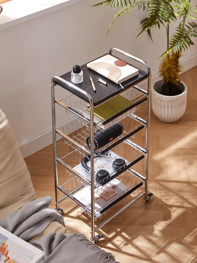 Shelf mobile snack storage rack household crevice trolley retro kitchen vegetable floor cabinet