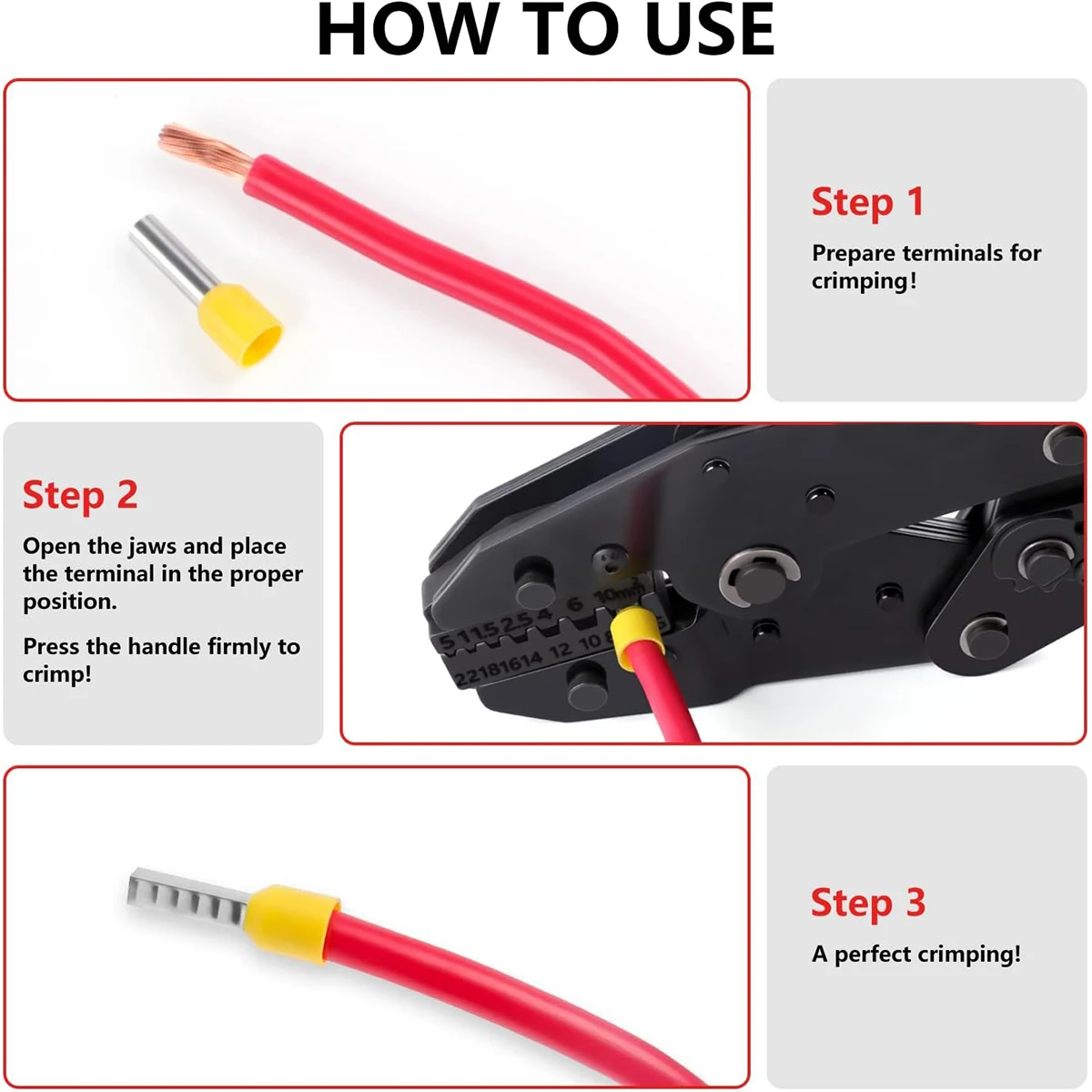 Crimping Tool VK-40J, Heat Shrink Crimping Tool Various Jaws for Ferrule Wire End,Open Barrel,Insulated and PV Conncetors