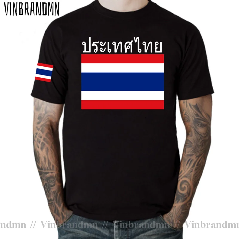 Thailand Men T Shirt Jerseys Nation Team Tshirt 100% Cotton T-shirt Meeting Fitness Brand Clothing Top Tee Thai Country Flags TH