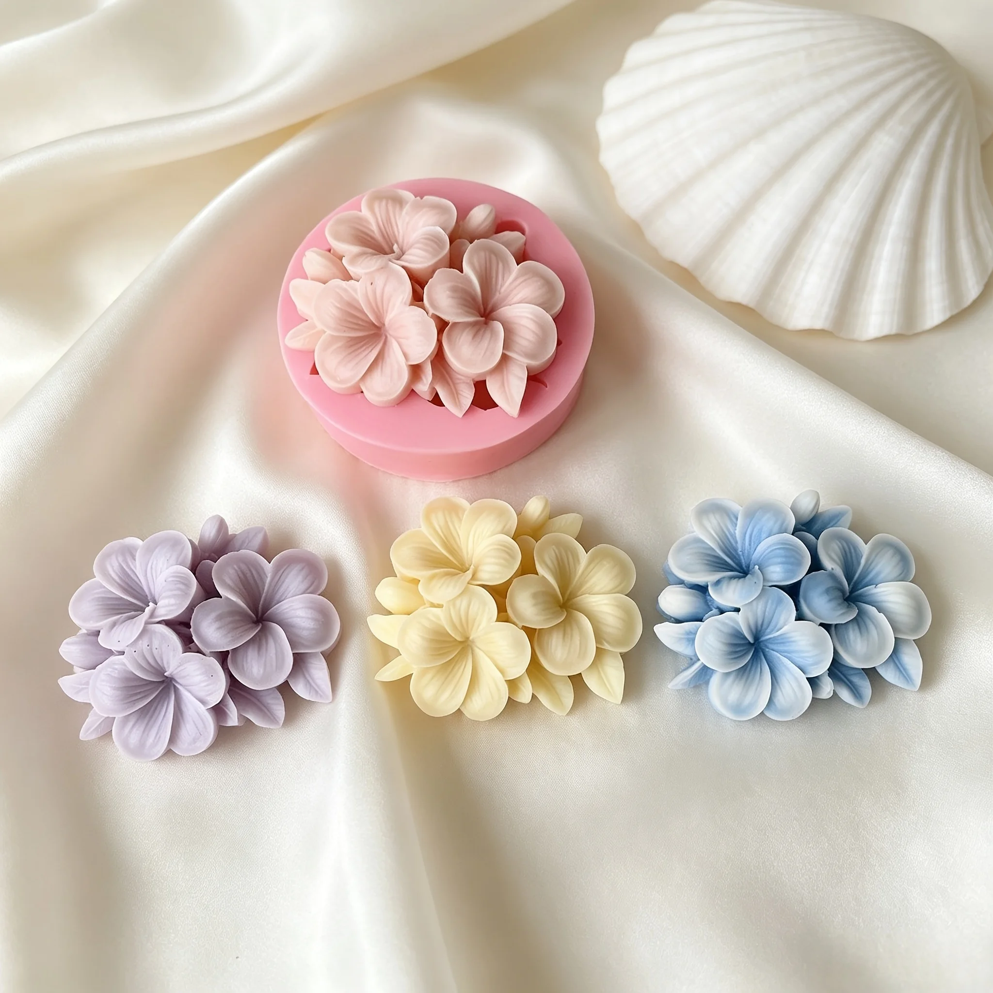 3 Stück 3D-Blumen-Silikonform für DIY-Bastelarbeiten, Kerzen, Seifen, Ton & Harz, Eierblumenformen mit unregelmäßigen Blumenformen – Detail 4