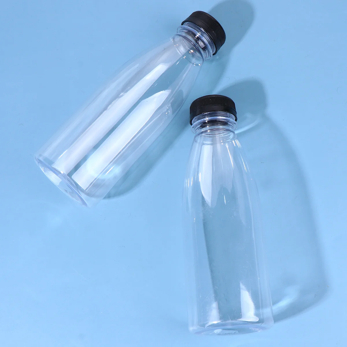 6PCS 500ml Empty Beverage Drink Bottle PET Clear Storage Containers Plastic Juice Bottle with Lids (Random Color Caps)