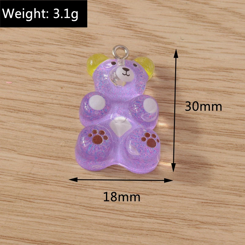 10 Stück 18x30mm Cartoon Harz Gummibärchen Anhänger für Schmuckherstellung, Ohrhänger, Halsketten, Armbänder, DIY Bastelbedarf – Detail 1