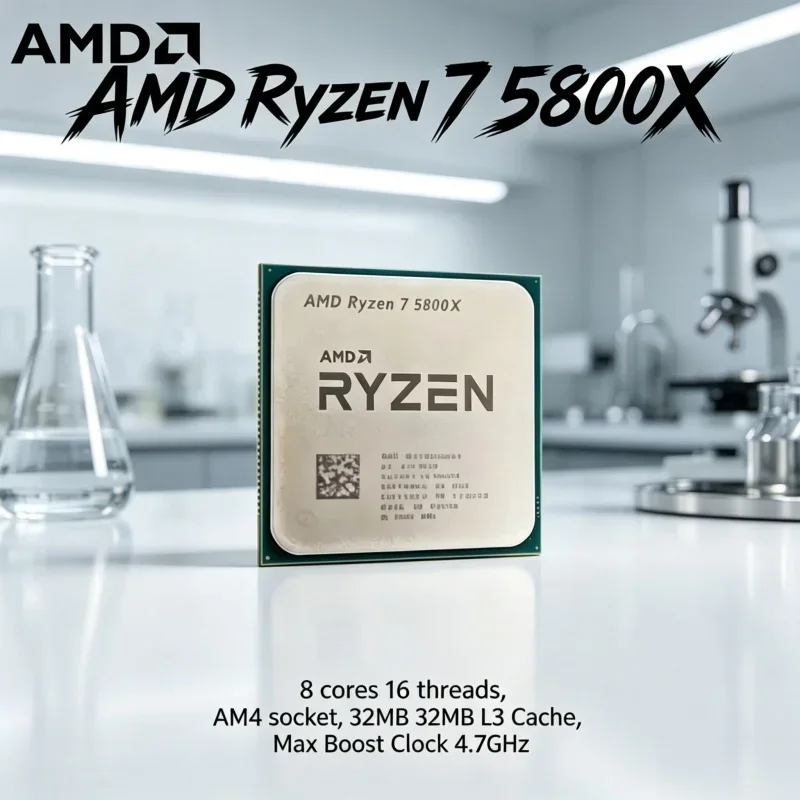 Ryzen 7 5800X AMD Desktop CPU 8C16T AM4 Socket Processor 32MB L3 Cache 4.7GHz Max Boost For Gaming PC