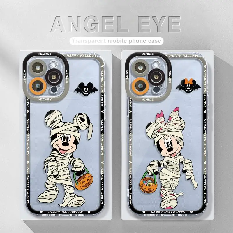 Happy Halloween Mickey Minnie Luxury Clear Phone Case For Apple iPhone 15 14 13 12 11 Pro Max 13 12 Mini XS Max XR X 7 8 6S Plus