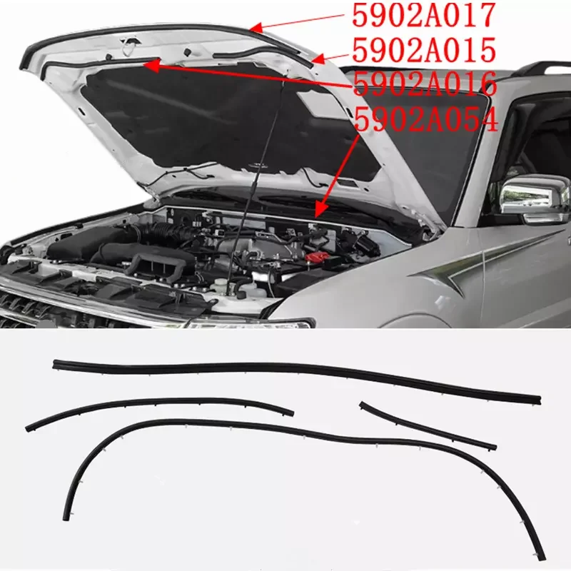 4Pcs Hood Bonnet Weatherstrip Rubber Seal  for Mitsubishi Pajero Montero Shogun 4 MK4 V83 V85 V87 V88 V93 V95 V97 V98 2006-2020