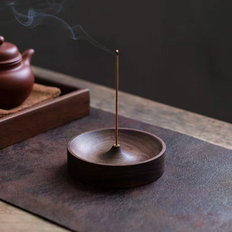 Solid Wood Incense Holder Handmade For Meditation & Home Decor Natural Grain No Power Needed Spiritual Holiday Gift