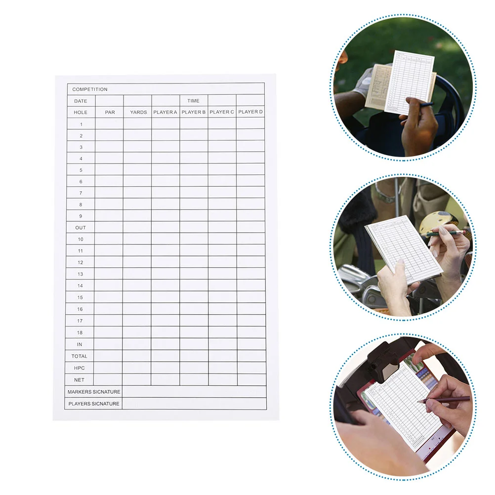 30 Pcs Golf Scorecard Ball Scorecards Record Balls Golfs Recording Player Tools Coated Paper Supplies Sports