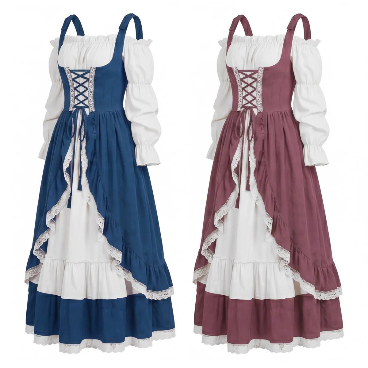 Robe de Cour Rétro Européenne Médiévale, Costume de Princesse Victorienne avec Corset, Tenue de Spectacle pour Halloween et Carnaval