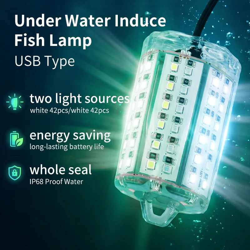 Luz subacuática de alta potencia Ruke 6W-8W para señalar peces, 10m, proporciona iluminación subacuática a gran escala por la noche para atraer peces, 12V